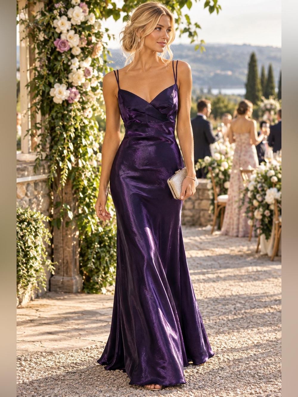 Fiesta Purple Satin Maxi Dress S Lace Up Corset Back Y2K Formal Prom Gown NWT